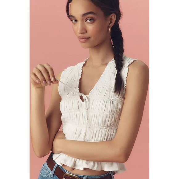 PAIGE Women's Devi Top Size S In White - Picture 3 of 12